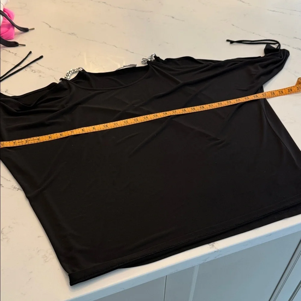 Michael Kors Black Cold-Shoulder Chain Strap Tunic size Large